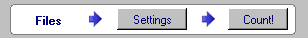 After you have finished selecting files to be counted, you can either click Settings button first to view/adjust counting settings, or click Count! button immediately, if you are happy with counting settings you have set before: